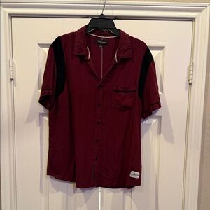 Adam Levine Collection Maroon and Black Button-Down Shirt